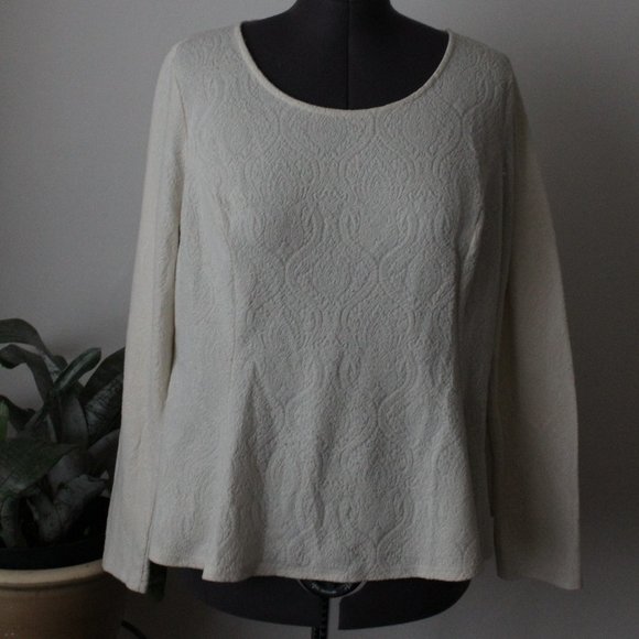 Forever 21+ ivory Embossed Peplum Knit Top 3x - Picture 1 of 5